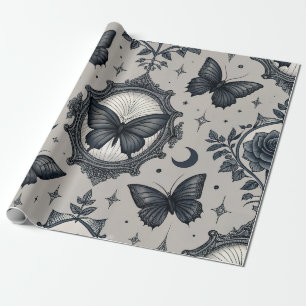 Gotisch Vlinder Bloemmotief (2) Cadeaupapier