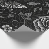 Gotisch Vlinder Bloemmotief (3) Cadeaupapier (Hoek)