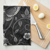 Gotisch Vlinder Bloemmotief (3) Theedoek (Quarter Fold)