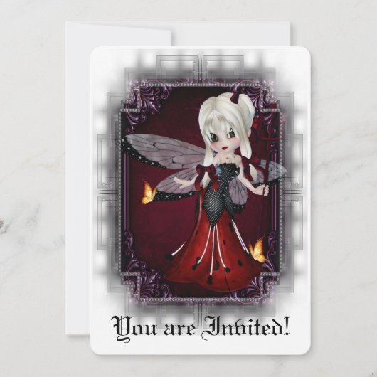 Gotisch Vrijgezellenfeest Nodig Little Devil Ladyb Kaart (Voorkant)