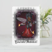 Gotisch Vrijgezellenfeest nodigt Little Devil Lady Kaart (Staand voorkant)