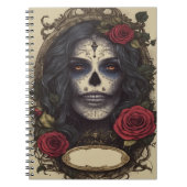 Gotisch Vrouw Schedel en Rozen Notitieboek (Voorkant)