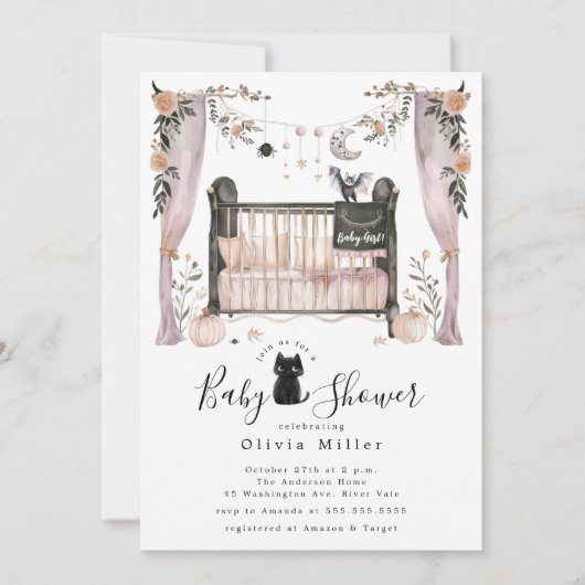 Gotisch Wieg Baby shower Uitnodiging (Voorkant)