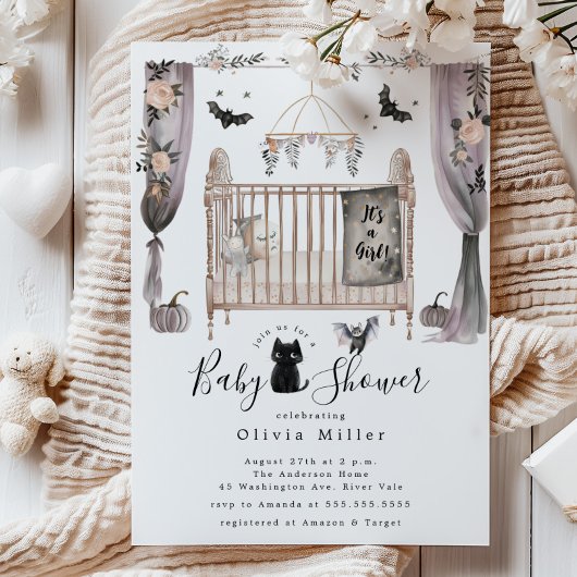 Gotisch Wieg Baby shower Uitnodiging