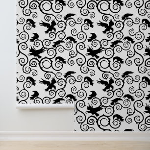 Gotisch Wit en Zwart Raven Victoriaans Gotisch Hui Behang