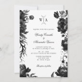 Gotisch Wit Monogram Moon Crest Bruiloft Details Kaart (Voorkant)