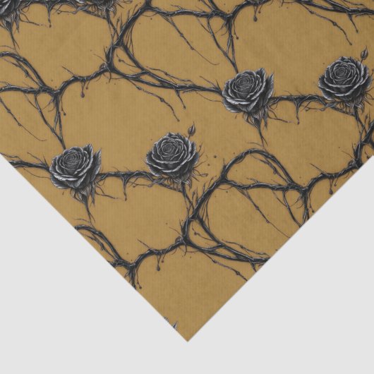 Gotisch Zwart Roos Speedpaint Patroon Tissuepapier (Detail)