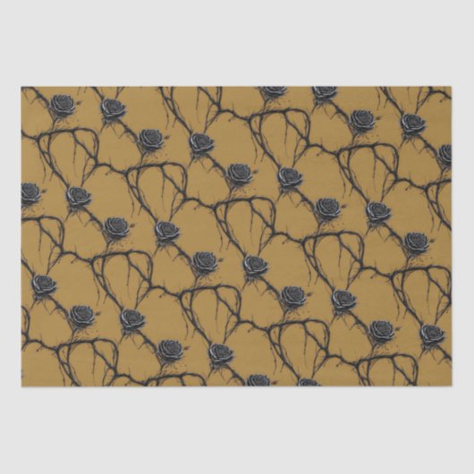 Gotisch Zwart Roos Speedpaint Patroon Tissuepapier (Voorkant)