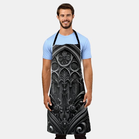 Gotisch zwart Schort met kathedraal ontwerp (Gedragen)