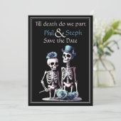 Gotisch, zwart, skelet bewaar de datum kaart (Staand voorkant)