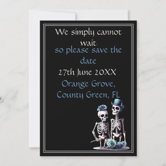 Gotisch, zwart, skelet bewaar de datum kaart (Achterkant)