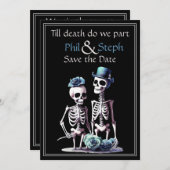 Gotisch, zwart, skelet bewaar de datum kaart (Voorkant / Achterkant)
