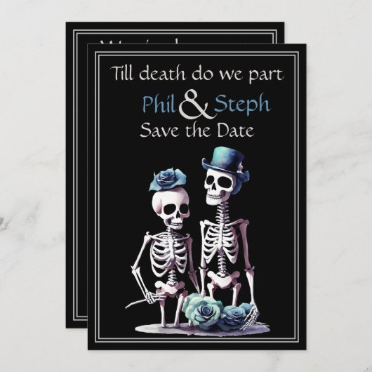 Gotisch, zwart, skelet bewaar de datum kaart (Voorkant / Achterkant)