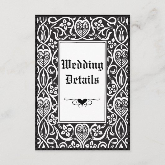  Gotisch Zwart & Wit Roycroft Lijst Informatiekaartje (Voorkant)