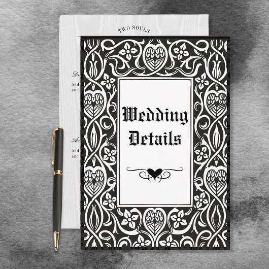  Gotisch Zwart & Wit Roycroft Lijst Informatiekaartje