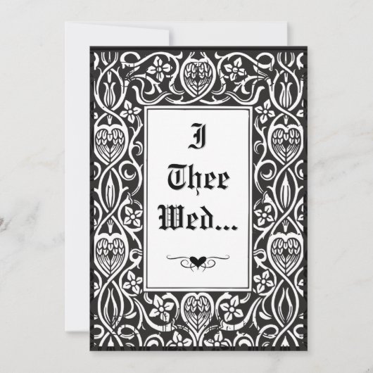 Gotisch Zwart & Wit Roycroft Lijst Kaart (Voorkant)