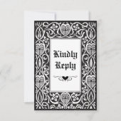 Gotisch Zwart & Wit Roycroft Lijst RSVP Kaartje (Voorkant)