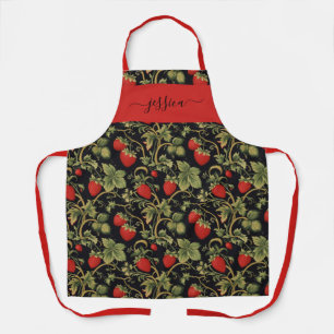Gotische aardbeienpatroon script naam schort