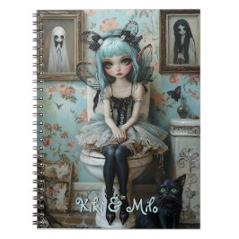 Gotische Anime Fairy & Cat in Badkamer Gepersonali Notitieboek