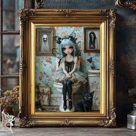  Gotische Anime Fairy Doll op Toilet Eigenzinnig Poster