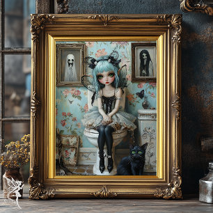  Gotische Anime Fairy Doll op Toilet Eigenzinnig Poster