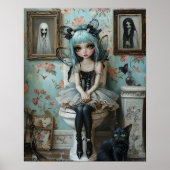 Gotische Anime Fairy Doll op Toilet Eigenzinnig Poster (Voorkant)