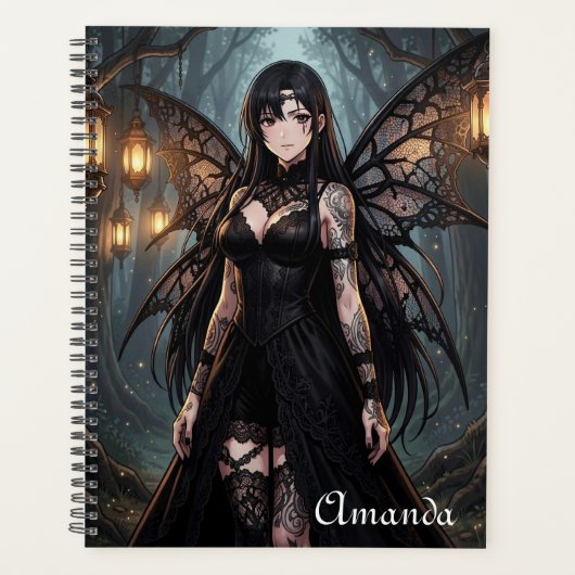 Gotische anime fee meisje in betoverd bos planner (Voorkant)