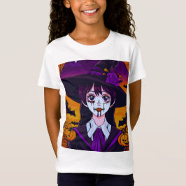 Gotische anime heks Halloween kunst T-shirt