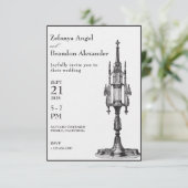 Gotische antiek monstrans bruiloft uitnodiging (Staand voorkant)