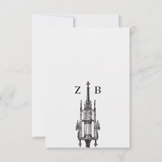 Gotische antiek monstrans bruiloft uitnodiging (Achterkant)