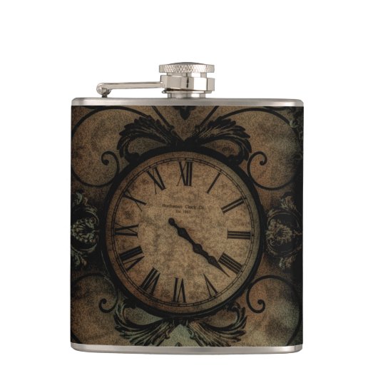  gotische Antiek wandklok Steampunk Heupfles (Voorkant)