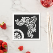 Gotische antieke header zwart en wit bloemig servet (Insitu)