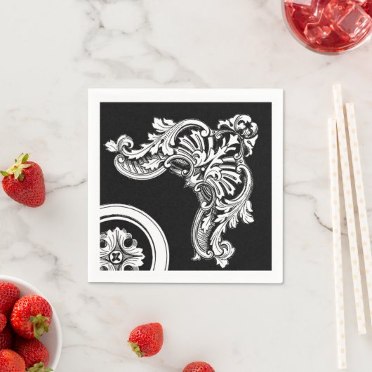 Gotische antieke kop zwart en wit bloemmotief servet (Insitu)