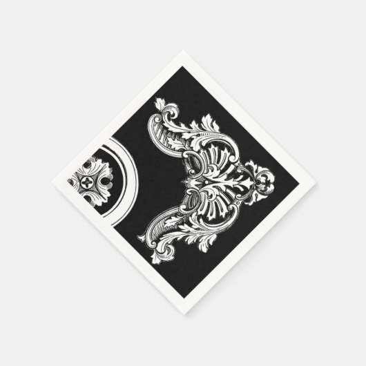 Gotische antieke kop zwart en wit bloemmotief servet (Hoek)