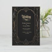 Gotische Art Deco Silhouette Rozen Bruiloft  Kaart (Staand voorkant)