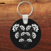 Gotische Art Nouveau Bloem Hart Sleutelhanger (Voorkant)