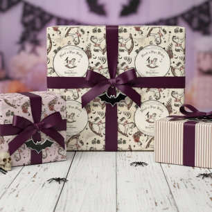 Gotische Baby Shower Roze Victoriaanse Schommelpaa Inpakpapier Vel