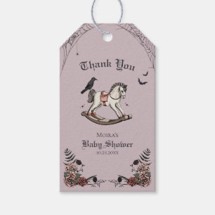 Gotische Baby Shower Schommelpaard Bedankt Cadeaulabel