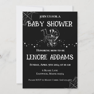Gotische baby shower uitnodiging zwart en wit