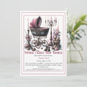 Gotische babyshower uitnodiging – Antieke wieg (Staand voorkant)