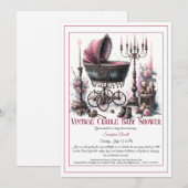 Gotische babyshower uitnodiging – Antieke wieg (Voorkant / Achterkant)