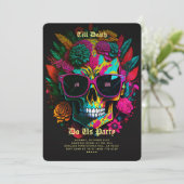 Gotische Bachelorette Party Botanische Bloemensche Kaart (Staand voorkant)