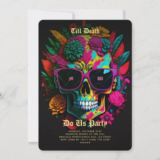 Gotische Bachelorette Party Botanische Bloemensche Kaart (Voorkant)