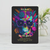 Gotische Bachelorette Party Paarse Roze Boho sched Kaart (Staand voorkant)