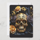 Gotische Bachelorette Party Zwart Gouden Schedel R Kaart (Achterkant)