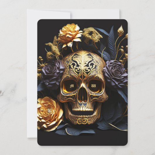 Gotische Bachelorette Party Zwart Gouden Schedel R Kaart (Achterkant)