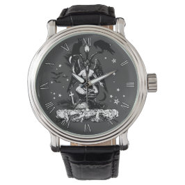 Gotische Baphomet, Kat en Raven Horloge