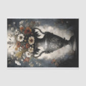 Gotische Barok Bloemen Zilveren Vaas Decoupage Tissuepapier (Voorkant)