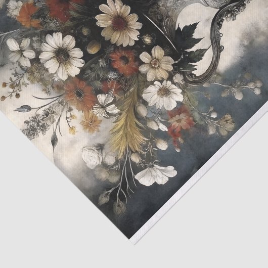 Gotische Barok Bloemen Zilveren Vaas Decoupage Tissuepapier (Detail)