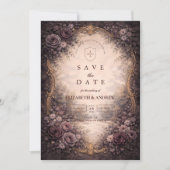 Gotische Barok Roze Bruiloft Save The Date (Voorkant)